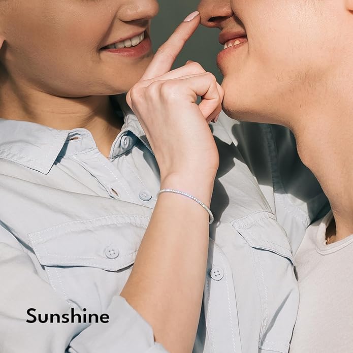 KRKC&CO Lab-Grown Moissanite Tennis Bracelet Women, Luxury Anniversary Wedding Bridal Gift for Wife, 2.2-13.8 ct.tw, D Color VVS1, 925 Sterling Silver 14K Golden Plated, Hypoallergenic, Everyday Jewelry