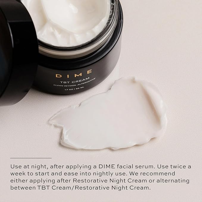 Dime Beauty TBT Cream, Anti-Aging Retinol Cream Alternative and Face Moisturizer with Bakuchiol, Lightweight Night Cream 1.7 oz / 50 ml