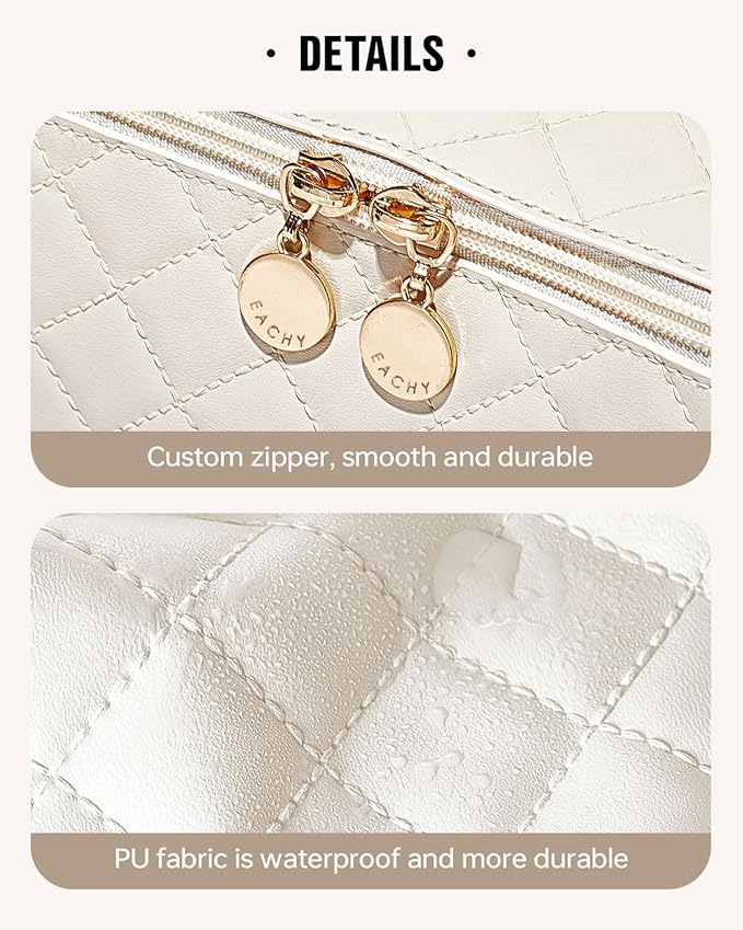 EACHY Travel Makeup Bag,Large Capacity Cosmetic Bags for Women,Waterproof Portable Pouch Open Flat Toiletry Bag Pattern Makeup Bag