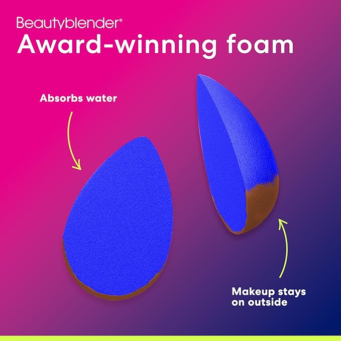 Beautyblender® | Sapphire Beauty Blender Makeup Sponge, Super-Soft Foam Easily Blends Foundations, Powders & Creams, Made in USA, Reusable, Washable, Streak Free Application, Vegan, Cruelty Free