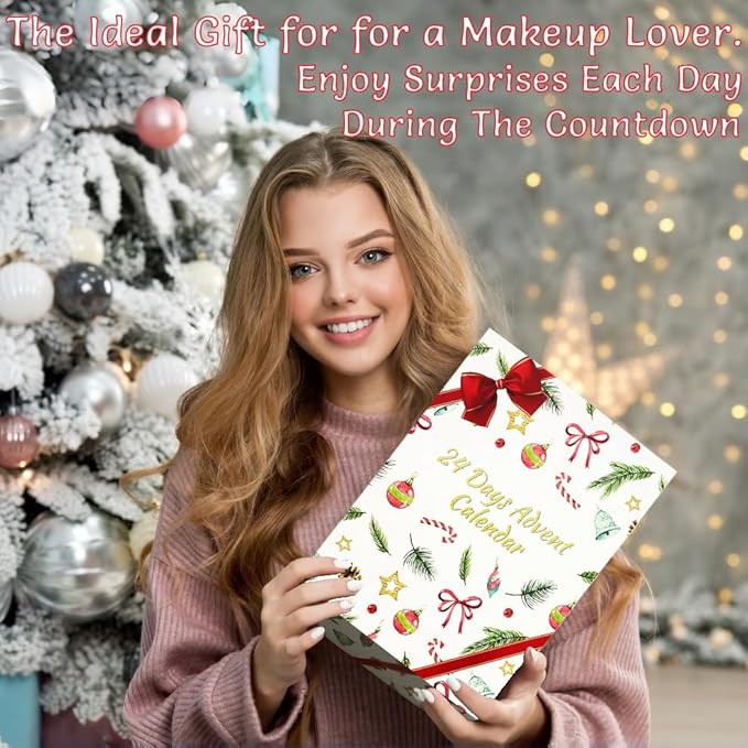 Makeup Advent Calendar 2025, 24 Days Christmas Makeup Gift Set for Women & Teens, Makeup Set Christmas Countdown Calendar, Make up Set for Girls, Holiday Surprise Make Up Kit for Women Full Kit