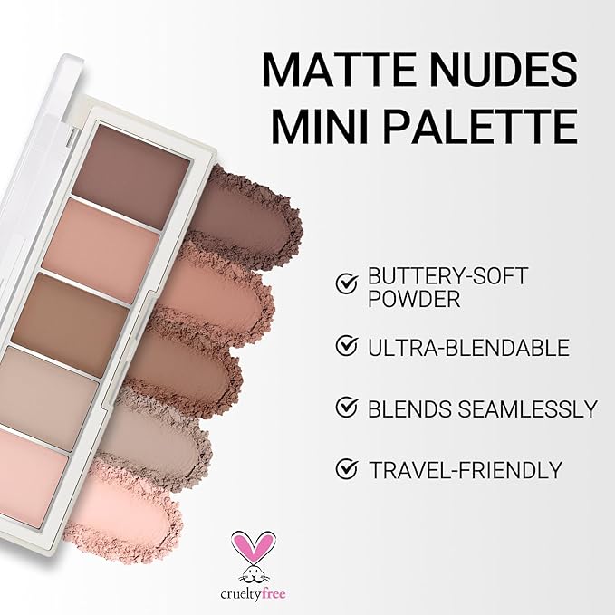 Erinde 5 Colors Matte Eyeshadow Palette Makeup, Natural Classic Nude Neutral Nude Brown Eye Shadow, Long Wearing Waterproof Everyday Eye Makeup for Brown Eyes, Romantic Peach Mauve Eyeshadow, 04