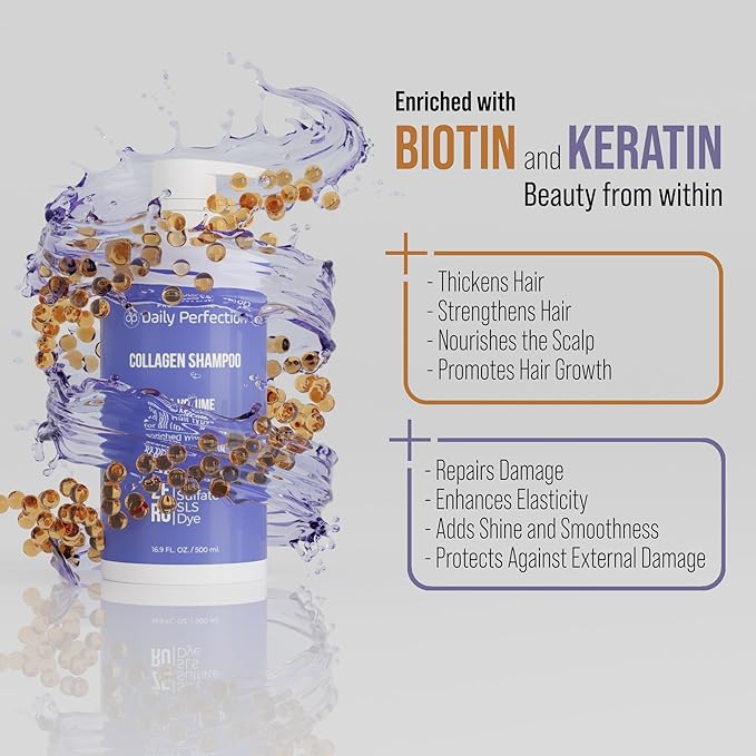 (dp) Collagen Shampoo – Boost Volume and Strength for Flat Hair – Clean + Salon-Grade Formula with Biotin & Keratin