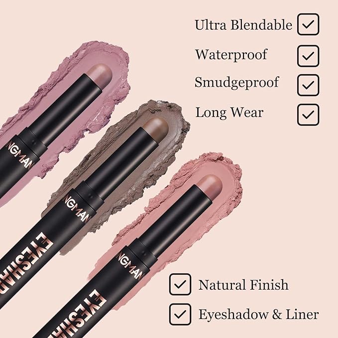 Matte Eyeshadow Stick Blendable Cream Eyeshadow Waterproof Long Lasting High Pigmented eyeshadow Pencil, Hypoallergenic Nude Eye Shadow Stick (12# Medium Warm Brown Matte)