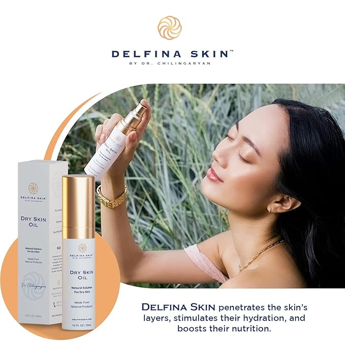 Delfina Dry Skin Oil - Eczema Psoriasis Treatment for Skin | Fast Absorbing and More Effective than Lotion for Extremely Dry Cracked Irritated Skin | Safe for All Ages
