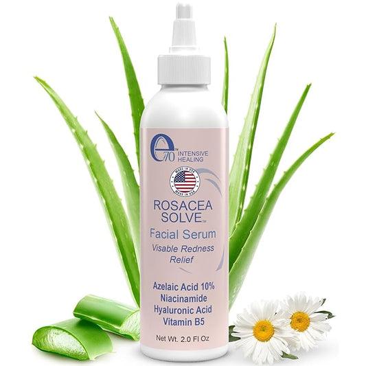Rosacea Treatment Skincare Face Serum for Women & Men - Gentle Face Serum Moisturizer Redness Reducing Skin Care with 10% Azelaic Acid, Made in USA by e70 (2 fl. oz)