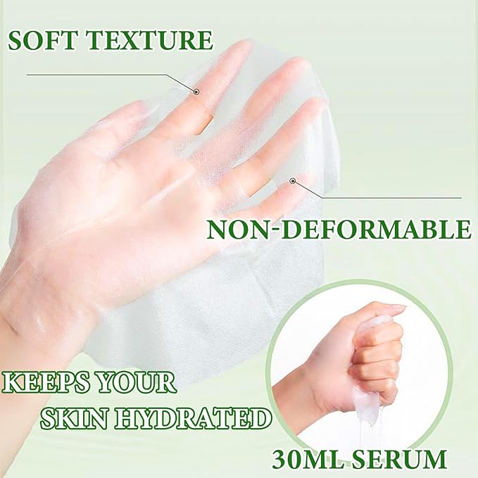 Camellia Soothing Face Mask Hydrating,Moisturizing Long Lasting Facial Sheet Mask for All Skin Types,Soft Camellia Masks for Dry Skin,Pack of 10