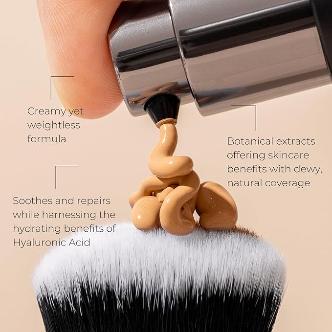 INIKA Organic Full Coverage Liquid Foundation Makeup with Hyaluronic Acid and Argan Oil, Vegan and Organic Foundation for Skin Elasticity and Plumpness, Natural Coverage, Cream, 30ml