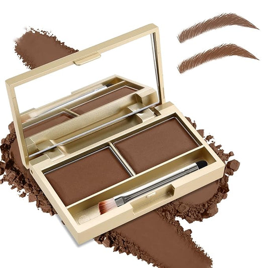 Boobeen Eyebrow Powder Kit, 2-color Waterproof Eyebrow Palette Makeup to Definer & Filler Brows, Eyebrow Color Powder Shape Natural Looking Brow - with Mirror Brush
