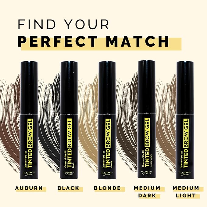 Elizabeth Mott Queen of the Fill Tinted Eyebrow Gel – Brow Filler, Volumizer & Setter – Defines, Shapes & Covers Gray Hairs – Water-Resistant, Long-Lasting – Cruelty-Free – Blonde Shade 4g