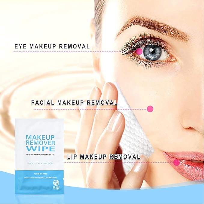 Makeup Remover Wet Wipes Individually Wrapped, 200 Pack Individual Wet Wipes, Clean Face Quickly, Wet Wipes Bulk for Makeup, Perfect for Travel, Hotel, Large Parties