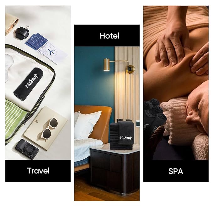 Makeup Remover Cloth, 12 Pack Black Facial Wash Cloths, Soft Coral Fleece Microfiber Towels for Face, Hand, and Bathroom(13" x 13")