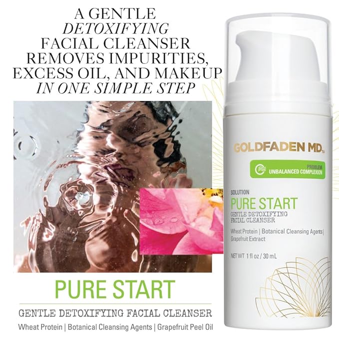 Goldfaden MD Cleansing Essentials Travel Set Microderm Daily Facial Exfoliator Face Cleaner 1.7oz & Detoxifying Natural Facial Cleanser 1oz
