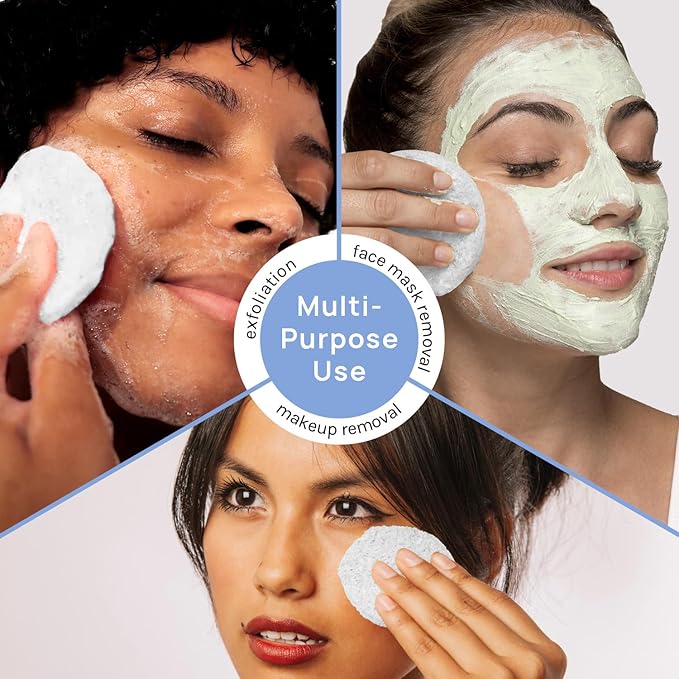 AOA Studio 50-Count Compressed Facial Sponges 100% Natural Cosmetic Spa Sponges for Facial Cleansing, Exfoliating Mask, Remove for Makeup, Dead Skin, and Dirt (White, 50 counts)