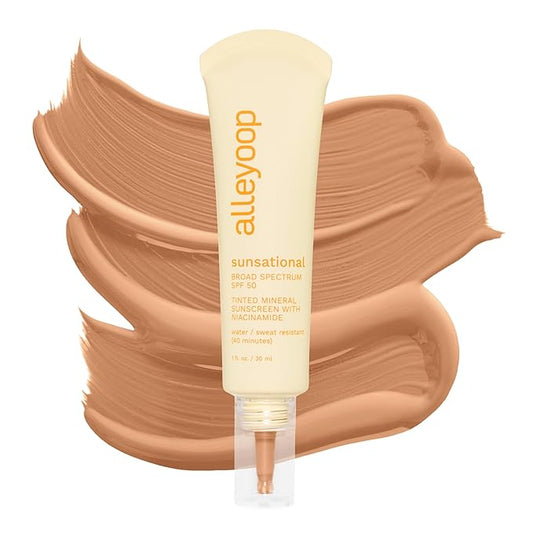 Alleyoop Sunsational Tinted Moisturizer SPF 50 for Face Broad Spectrum – 100% Mineral Face Sunscreen with Jojoba, Hydrating & Soothing Tinted Sunscreen, Vegan & Cruelty-Free (Beam)