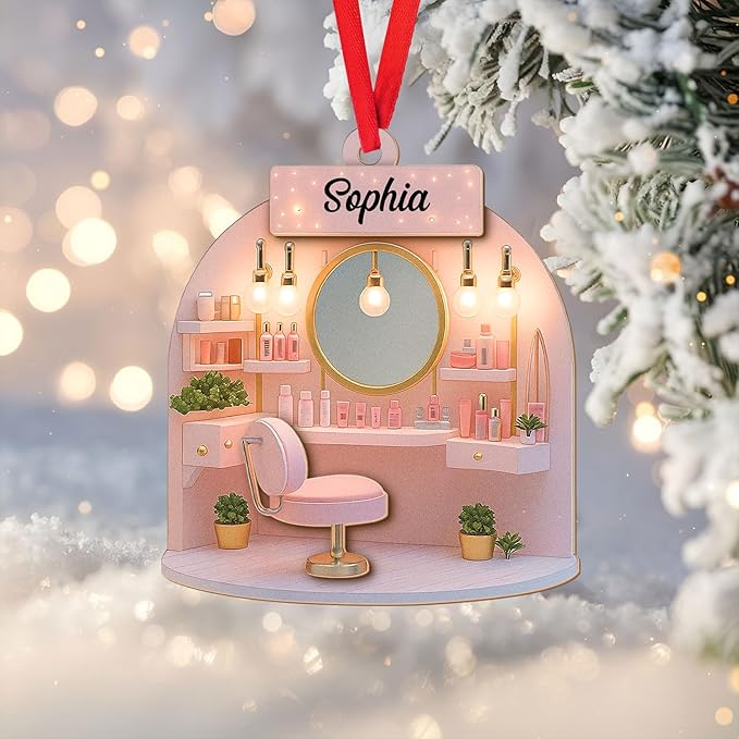 Personalized Makeup Tools Christmas Ornament 2025, Makeup Box Christmas Ornament Gift for Makeup Artist, Christmas Tree Decor for Makeup Shop, Gift for New Makeup Coworkers (Makeup 1)