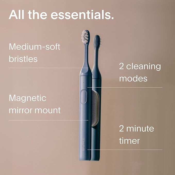 SURI 1.0 Sonic Electric Toothbrush | 1 Month+ Battery | Designed in California | Sustainable Electric Toothbrush for Adults | Travel Toothbrushes | Tooth Brush | Blue