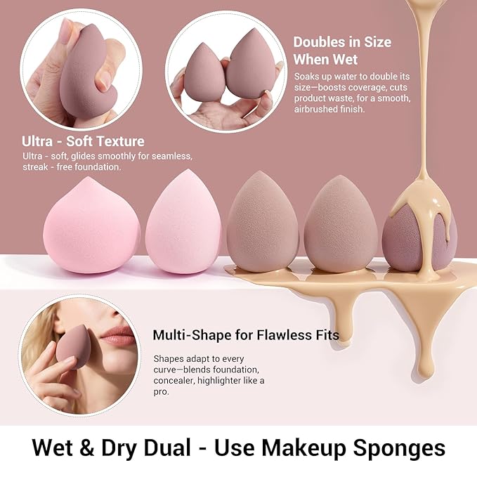 MAANGE Makeup Brush Set 51 PCS Professional Makeup Brushes for Foundation Powder Concealers Eye shadows Blending Blush Travel Make up Brush Kit (Pink)