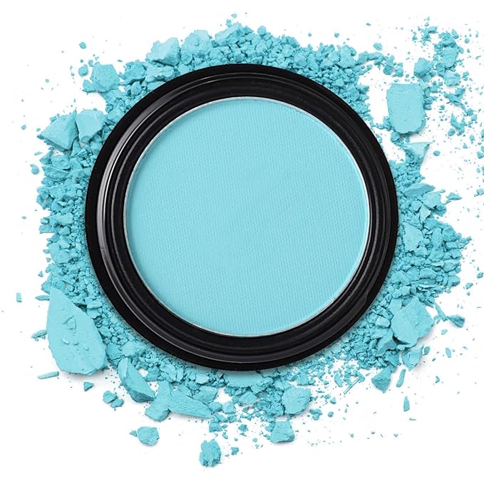 MEICOLY Light Blue Single Eyeshadow,Bold Turquoise Pressed Powder Matte Eye shadow,Turquoise Blue Shade for Halloween Smurf Corpse Bride Sally Makeup,Opaque Vegan Cruelty Free for Day & Night