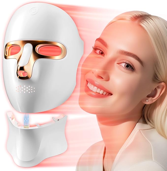 Red Light Therapy Mask for Face,Cordless LED Face Mask Light Therapy,USB C Rechargeable,Infrared Lights Masks for Home Working Travel Yoga Sleep