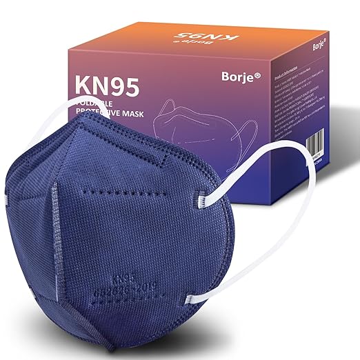 KN95 Face Masks 50 Pcs, 5-Ply Protection Navy KN95 Mask, Disposable Face Masks for Adults