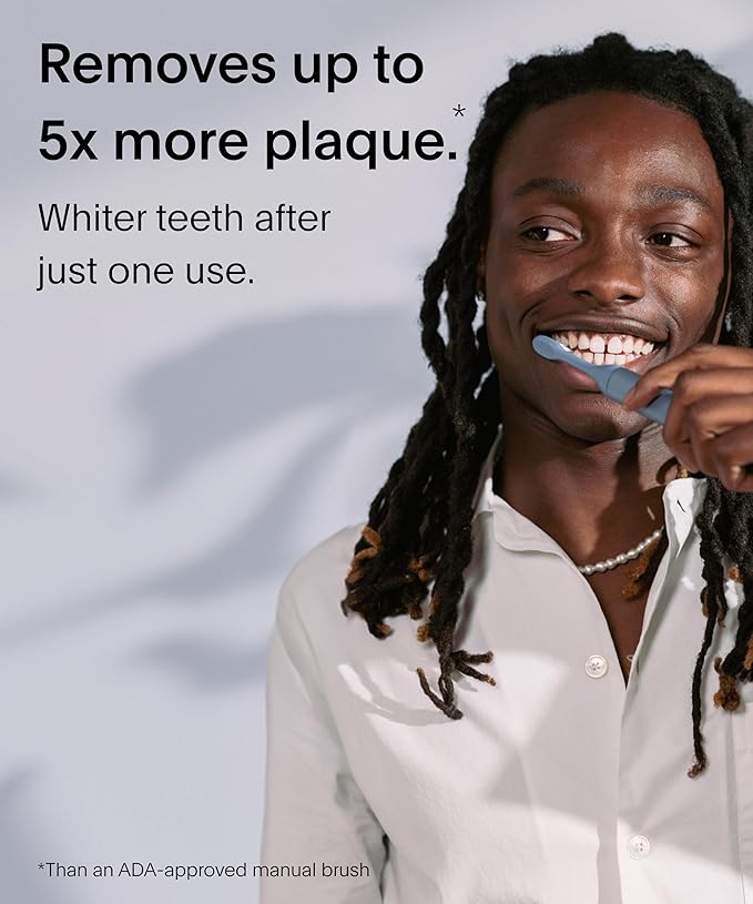 Suri Recyclable Plant-Based, Electric Toothbrush Heads - Built-in Tongue Scraper, Long Lasting Replacement Heads | Compatible Only with Suri Sonic Electric Toothbrush - Morning Waves, Pack of 3