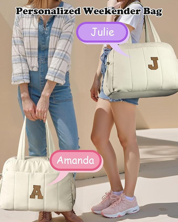 10 Year Old Girl Gifts-Duffle Bag for Travel Women, Travel Bags，Monogram Gifts-Initial Overnight Bag with Wet Pocket，Lightweight Weekender Bags Personalized Gym Tote with Makeup Pouch