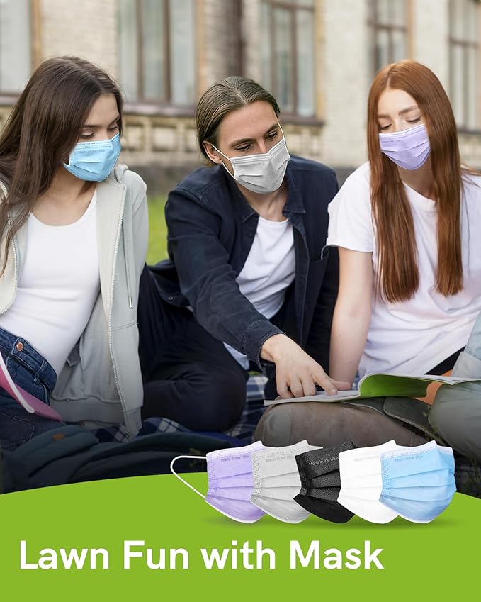 FriCARE Disposable Face Masks, 3-Ply ASTM Level 3 Medical Grade, FSA/HSA Eligible, Breathable & Comfortable for Allergy/Sun Protection, 50 Pack Northern Lights Whisper