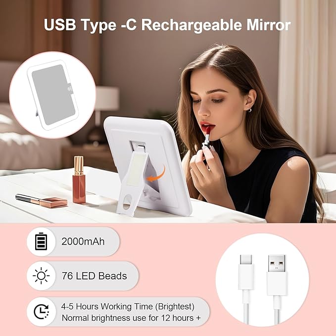 BEAUTY CASE Makeup Bag with Led Mirror, 10 Inch Portable Travel Cosmetic Organizer Case with Adjustable Dividers, USB Charging, Large Capacity, Ideal for Travel, Gift for Women Girls, Black