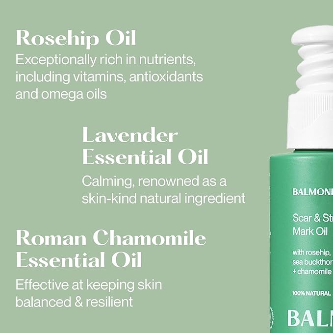 Balmonds Ultimate Skincare Set – Rosehip Scar Oil, Bath & Body Oil, Skin Salvation Balm & Super 7 Serum – 100% Natural, Vegan & Cruelty-Free – Hydrating & Nourishing for Dry, Sensitive & Fragile Skin