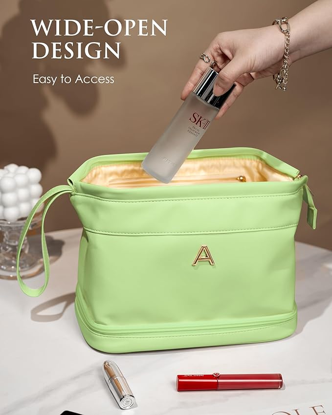 Birthday Gift for Daughter-Teen Girl Gifts Trendy Stuff, Initial Large Makeup Bag, Bride To Be Gift, Double Layer Cosmetic Bag, Gifts for 3 4 5 6 7 8 9 10 11 12 13 14 15 16 Year Old Girls