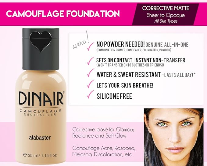 Dinair Airbrush Makeup Master Foundation Collection - Camouflage Neutralizer perfect to cover Scars, Acne, Tattoos, Under Eye Circles, Sun Spots, Vitiligo.
