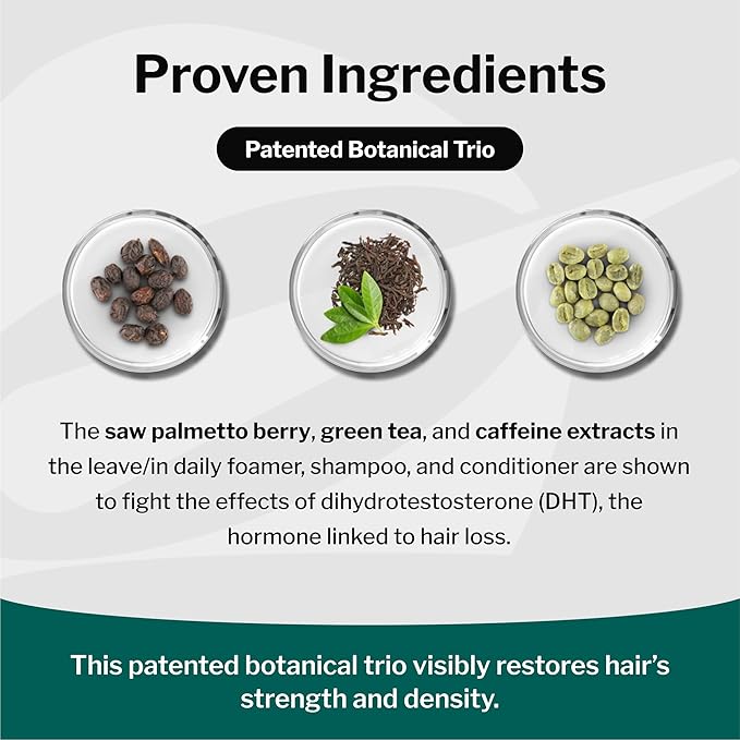 Shapiro MD Hair Growth Experts Natural Hair Kit for Thicker, Fuller, Healthier Looking Hair - Including Shampoo, Conditioner and Leave-In Daily Foam (1 Month Supply)