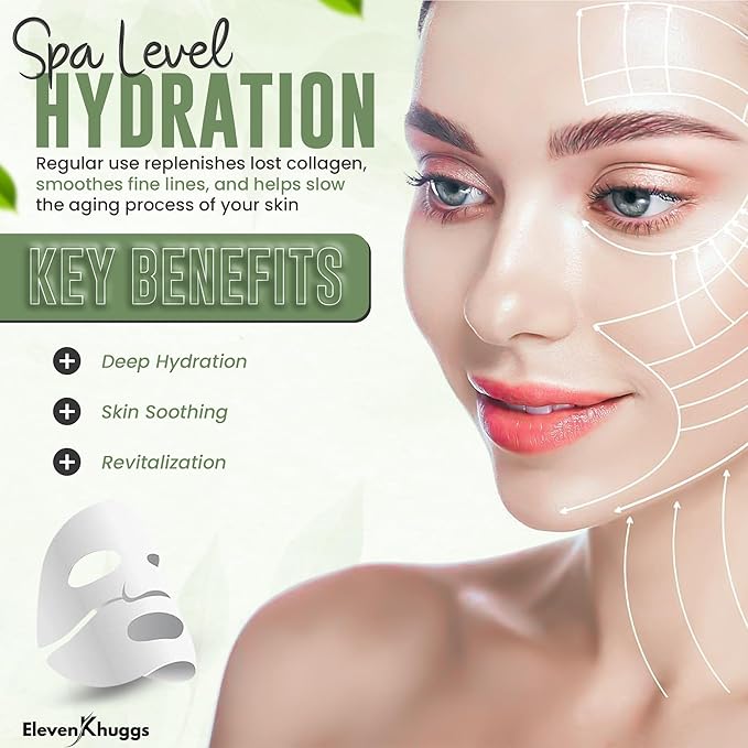 Crystal Seaweed Bio-Collagen Korean Glass Skin Care with Niacinamide Face Sheet Mask Pack of 5 for Deep Hydration and Revitalization