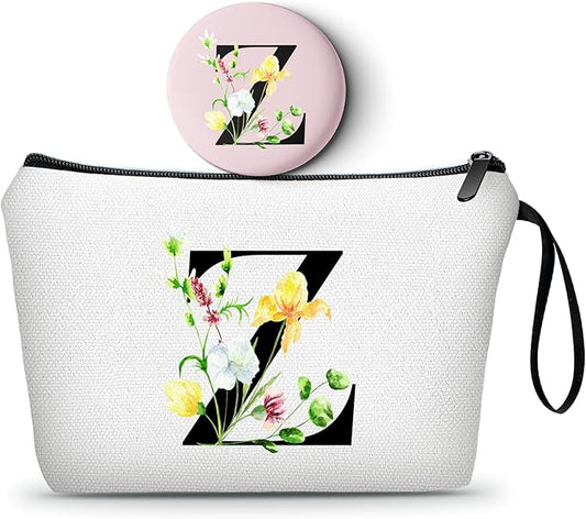 SEAMOON Initial Gifts,Monogram Gifts,Monogrammed Gifts for Women,Gifts for Mom from Daughter,Bride Gifts,Cosmetic Bag with Mirror,Sister Birthday Gift Ideas,Personalized Gifts,Christmas Gifts,Z