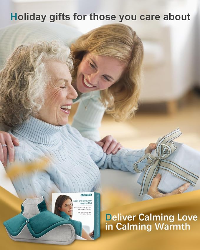 Heating Pad for Neck Shoulders Back Pain Relief, Birthday Gifts for Women Men Seniors, Moist Heated Pad Neck Wrap Warmer for Mon Dad, Christmas Stocking Stuffers for Her Wife Husband, Blue