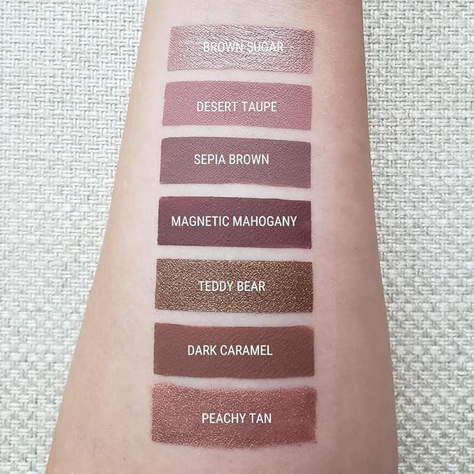 Aromi Metallic Liquid Lipstick | Chocolate Brown, Mahogany Bronze, Shimmery Finish, Vegan, Cruelty-free, Long-Lasting, Waterproof, Handmade (Teddy Bear)
