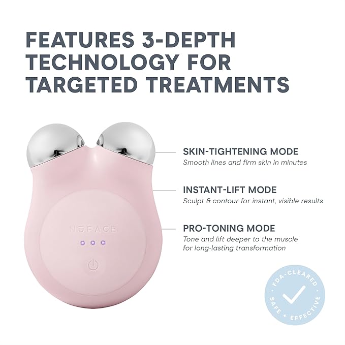 NuFACE MINI+ Microcurrent Facial Device Kit - Limited Edition FDA Cleared Face Massager Device + Microcurrent Gel Activator & Applicator Brush - Velvet Rose