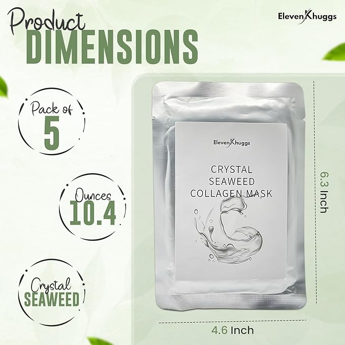 Crystal Seaweed Bio-Collagen Korean Glass Skin Care with Niacinamide Face Sheet Mask Pack of 5 for Deep Hydration and Revitalization