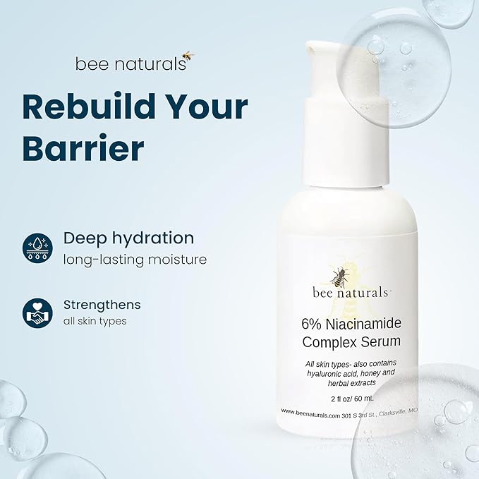 6% Niacinamide Complex Serum for Face with Hyaluronic Acid & Honey, Reduced Potential for Irritation, Pore Minimizer, Hydrating Facial Serum for Skin Even Tone – Anti-Aging for All Skin Types 2 fl oz