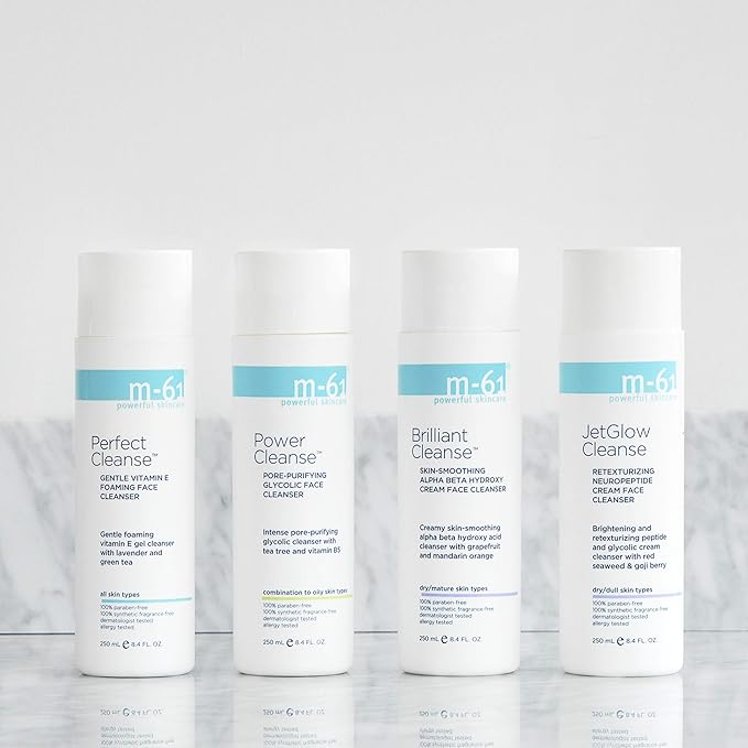 m-61 Perfect Cleanse | Daily Gentle, Foaming Gel Cleanser With Vitamin E, Lavender, Green Tea. For All Skin Types. Dermatologist and Allergy Tested, 2.0 Fl Oz