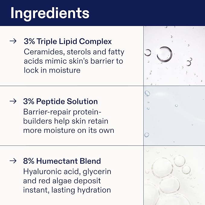 Skinfix Triple Lipid-Peptide Cream Mini - 0.5 oz - Rich Face Moisturizer to Instantly Hydrate & Restore Dry, Sensitive Skin - Non-Comedogenic, Fragrance Free, Vegan, Cruelty Free