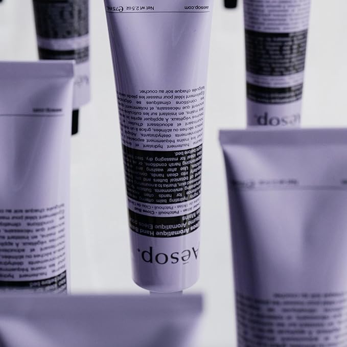 Aesop Eleos Aromatique Travel Size Hand Balm | Shea Butter and Coconut Oil to Nourish Dry, Cracked Hands | Lotion Made with Skin-Calming Essential Oils | 2.4 oz / 75 mL