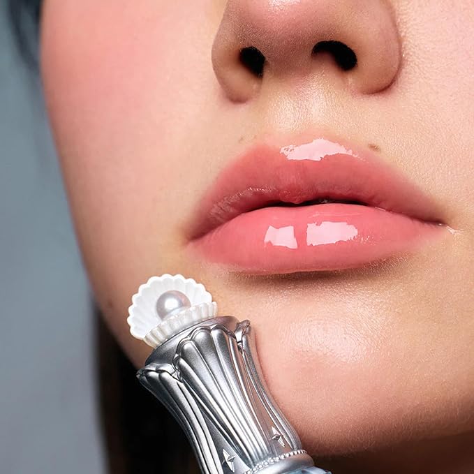 Flower Knows Shell's Jewel Nourishing Lip Glaze,Hydrating Lip Gloss with Hyaluronic,Moisturizing Plumping Oil,Non-Sticky Formula,0.16 fl.oz(P05 Shell Heart)