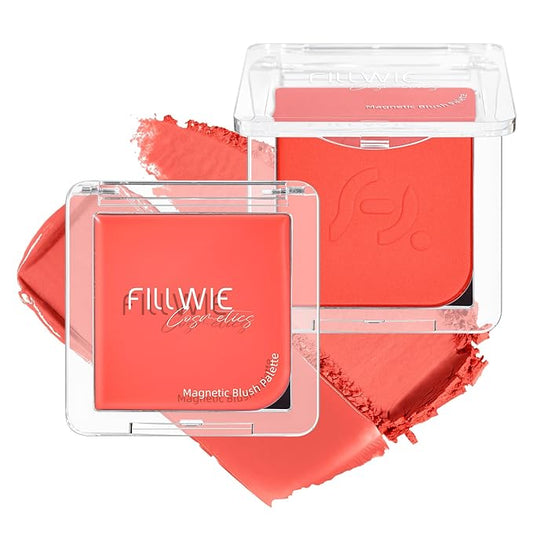 Blush Palette Duo – Cream & Powder Blush Set in Orange Red, Long-Wearing & Moisturizing, Easy to Blend, Radiant Coverage for Cheeks, Eyes & Lips, Magnetic Palette Compatible (2-Pack, Cherry Rush)