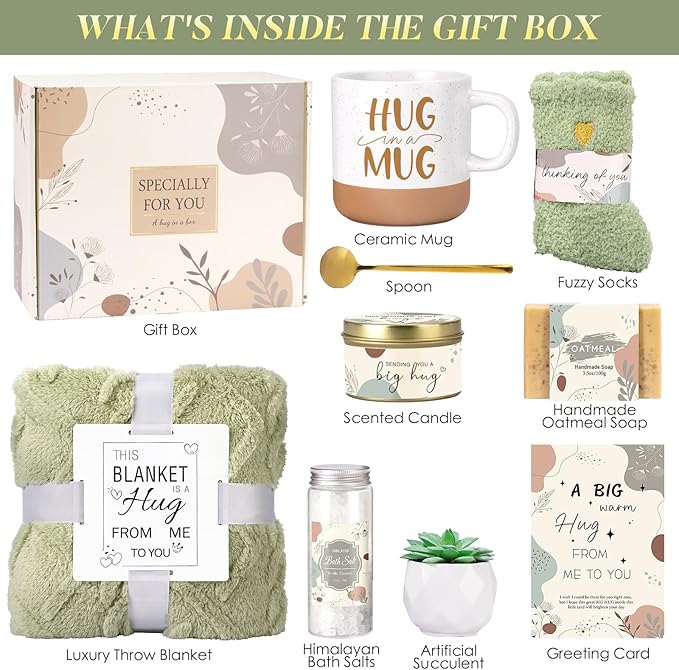 Get Well Soon Gift Baskets for Women, Care Package for Women After Surgery Recovery Gifts, Birthday Gifts, Thinking of You Cancer Care Gift for Sick Friends, Feel Better Encouragement Box