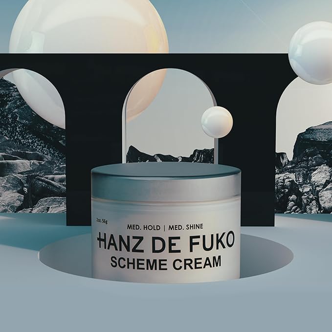 Hanz de Fuko Scheme Cream – Premium Men’s Hair Styling Cream for a Medium Hold, Natural Shine – Ideal Texture Product for All Hair Types, Provides Versatility on Wet or Dry Hair – 2 oz, Travel Size