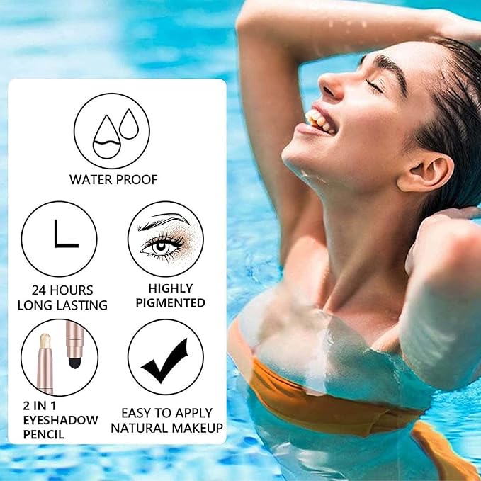 Green Eyeshadow Stick Makeup, Waterproof Hypoallergenic Long Lasting Cream Eye Shadow Pencil, Highlighter Matte Crayon eyes liner, Glitter Primer Palette Shimmer Eyeliner Pen