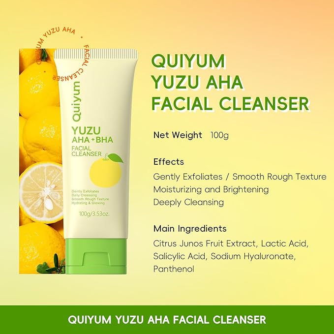 Foaming Face Wash, Citrus Junos Extracts, AHA+BHA, Lactic AcidSalicylic Acid, Sodium Hyaluronate, B5, Exfoliating, Pore Minimizer, Hydrate, Glow Up, 3.53 Oz