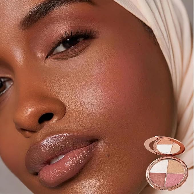 Eye & Cheek Palette- Eyeshadow and Highlighter Makeup, Highlighting Eye & Cheek Palette, Makeup Palettes Contour Kit, 4-in-1 Highlight ShadesMakeup, Defining the Face